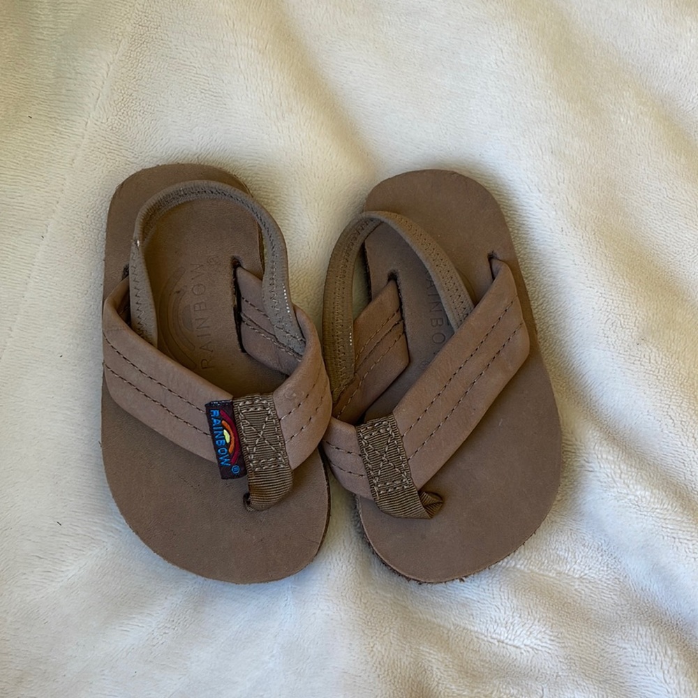 Brand new shoes worn once for photos rainbow flip flops unisex